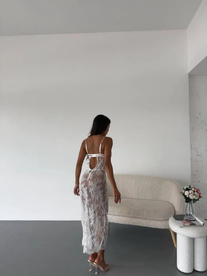 French Lace Embroidered White Nightgown